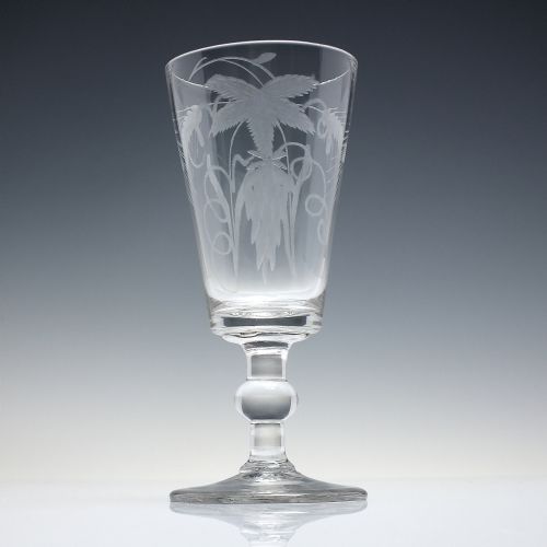 GEORGIAN HOP AND BARLEY ENGRAVED BALUSTROID ALE GLASS C1800 - ADDITIONAL PHOTO 1