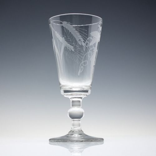 GEORGIAN HOP AND BARLEY ENGRAVED BALUSTROID ALE GLASS C1800 - ADDITIONAL PHOTO 2