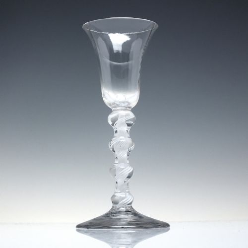 RARE 18TH CENTURY FOUR KNOP OPAQUE TWIST WINE GLASS C1760 - ADDITIONAL PHOTO 1