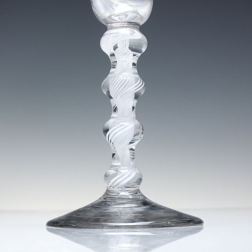 RARE 18TH CENTURY FOUR KNOP OPAQUE TWIST WINE GLASS C1760 - ADDITIONAL PHOTO 2