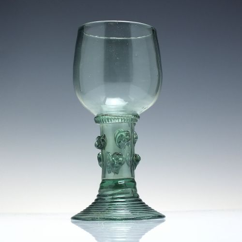 18TH CENTURY GREEN ENGLISH EXPORT WINE ROEMER GLASS WITH HOLLOW STEM C1790 - ADDITIONAL PHOTO 1