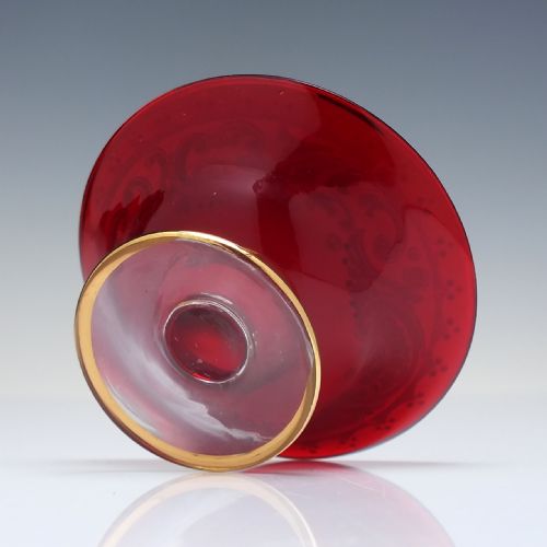 ANTIQUE RUBY RED MOSER GILDED ENAMELLED GLASS SALT C1900 - ADDITIONAL PHOTO 1