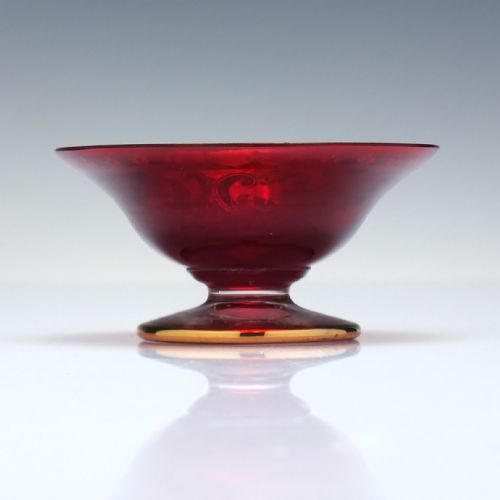 ANTIQUE RUBY RED MOSER GILDED ENAMELLED GLASS SALT C1900 - ADDITIONAL PHOTO 2