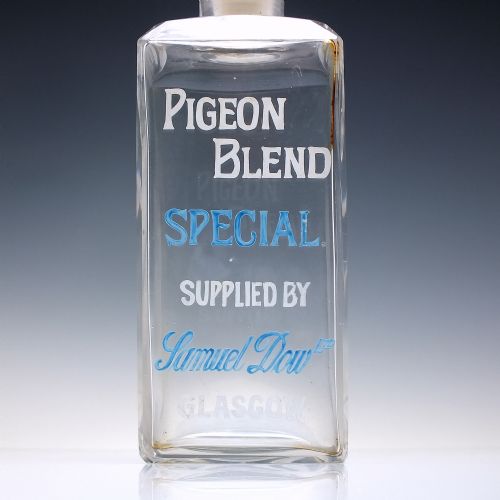 RARE ENAMELLED GLASGOW 19TH CENTURY SCOTTISH PIGEON BLEND GLASS WHISKY DECANTER C1870 - ADDITIONAL PHOTO 1