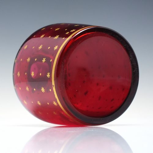 19TH CENTURY FRENCH CRANBERRY GLASS GILDED PERFUME BOTTLE C1850 - ADDITIONAL PHOTO 4