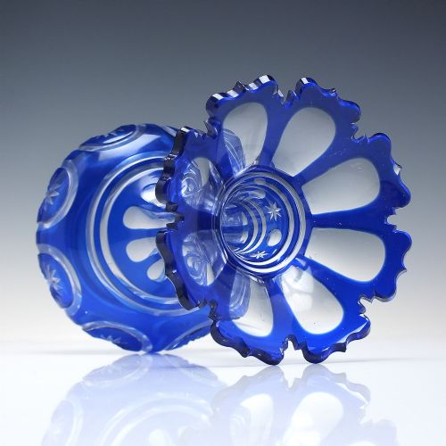 VICTORIAN COBALT BLUE CUT TO CLEAR GLASS VASE C1880 - ADDITIONAL PHOTO 1