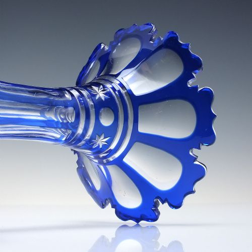 VICTORIAN COBALT BLUE CUT TO CLEAR GLASS VASE C1880 - ADDITIONAL PHOTO 4