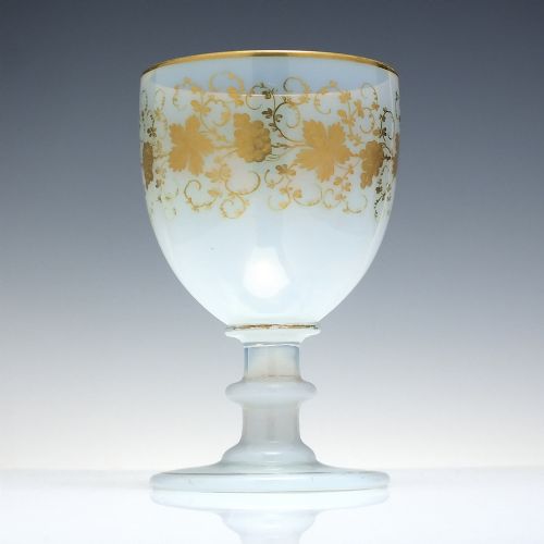 FRENCH 19TH CENTURY OPALESCENT GILDED GLASS RUMMER C1880 - ADDITIONAL PHOTO 1