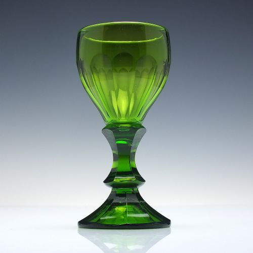 FOUR 19TH CENTURY BIEDERMEIER GREEN CUT WINE GLASSES C1840 - ADDITIONAL PHOTO 1