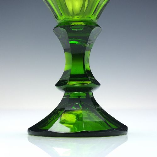 FOUR 19TH CENTURY BIEDERMEIER GREEN CUT WINE GLASSES C1840 - ADDITIONAL PHOTO 2