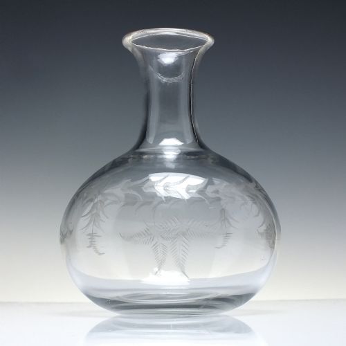 VICTORIAN ENGRAVED GLASS WINE CARAFE C1870 - ADDITIONAL PHOTO 1