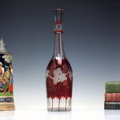 victorian engraved glass decanter c1860 - CATEGORY: ANTIQUE GLASS - DATED VICTORIAN