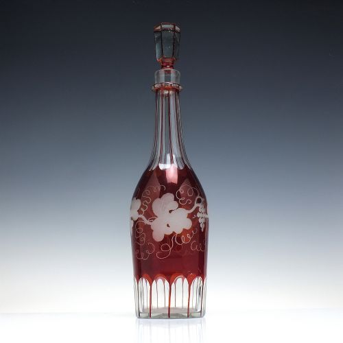 VICTORIAN ENGRAVED GLASS DECANTER C1860 - ADDITIONAL PHOTO 1