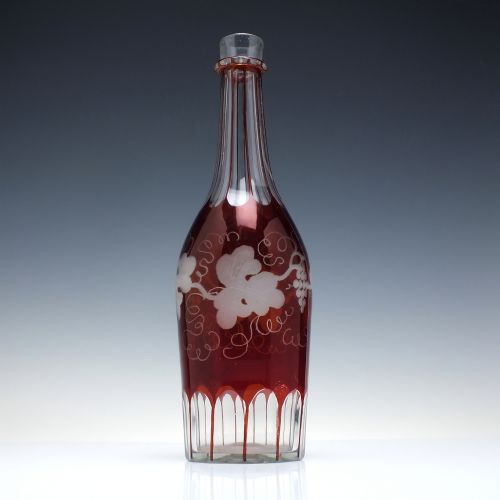 VICTORIAN ENGRAVED GLASS DECANTER C1860 - ADDITIONAL PHOTO 2