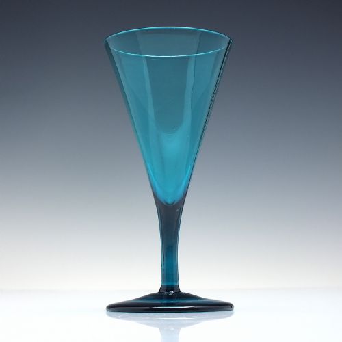 SET OF SIX GEORGIAN PEACOCK BLUE WINE GLASSES C1820 - ADDITIONAL PHOTO 1