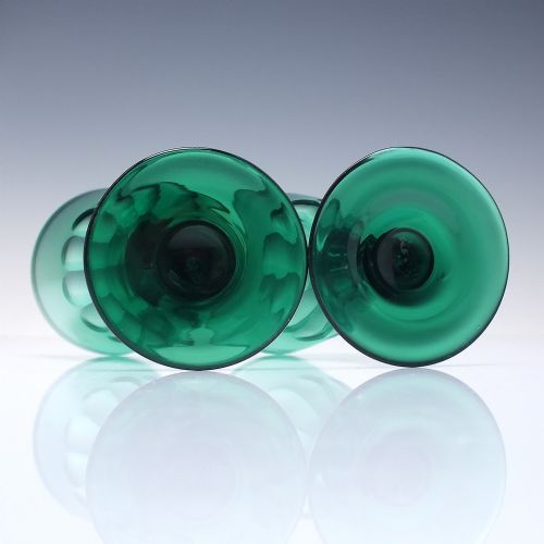 PAIR 19TH CENTURY VICTORIAN GREEN WINE GLASSES C1850 - ADDITIONAL PHOTO 2