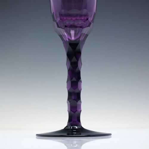 RARE EDWARDIAN FACET CUT AMETHYST CORDIAL WINE GLASS C1910 - ADDITIONAL PHOTO 2