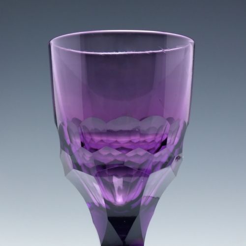 RARE EDWARDIAN FACET CUT AMETHYST CORDIAL WINE GLASS C1910 - ADDITIONAL PHOTO 3