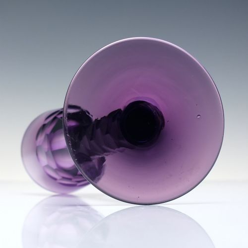 RARE EDWARDIAN FACET CUT AMETHYST CORDIAL WINE GLASS C1910 - ADDITIONAL PHOTO 4