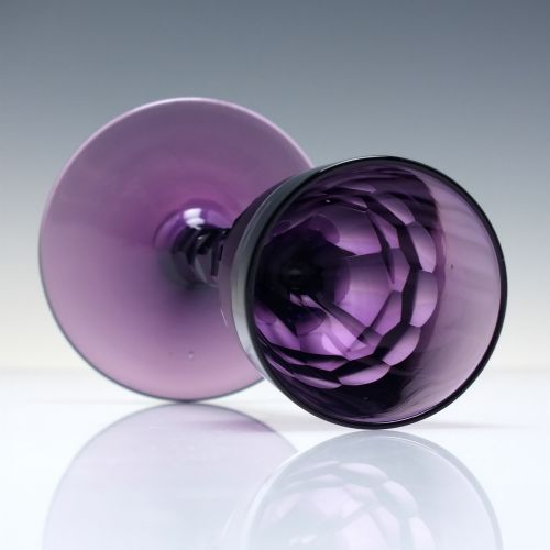 RARE EDWARDIAN FACET CUT AMETHYST CORDIAL WINE GLASS C1910 - ADDITIONAL PHOTO 5