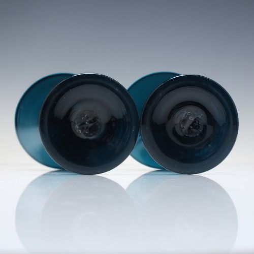 PAIR GEORGIAN TURQUOISE BLUE WINE GLASSES C1820 - ADDITIONAL PHOTO 3