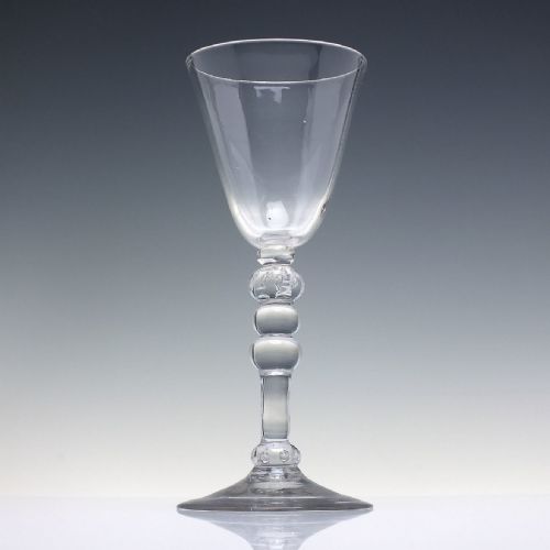 18TH CENTURY LIGHT BALUSTER WINE GLASS C1750 EX CRANCH COLLECTION - ADDITIONAL PHOTO 1