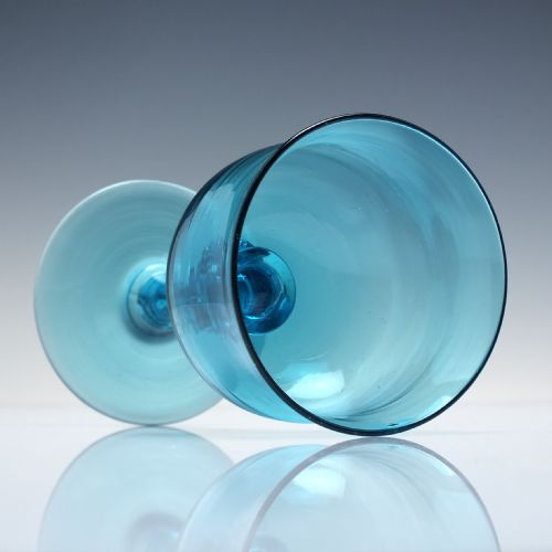 PAIR ANTIQUE ITALIAN MURANO SALVIATI BLUE WINE GLASSES C1900 - ADDITIONAL PHOTO 3