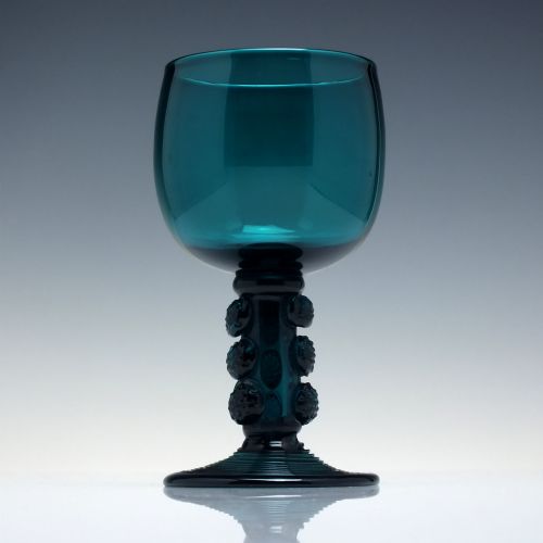 ANTIQUE TURQUOISE GREEN WINE ROEMER GLASS C1790 - ADDITIONAL PHOTO 1