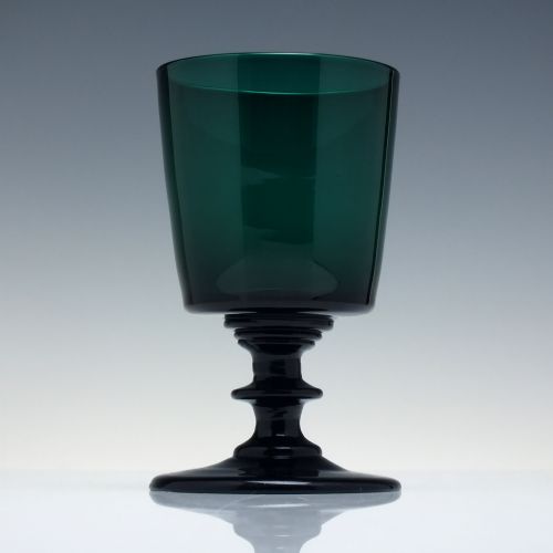 RARE BUCKET BOWL GEORGIAN GREEN WINE GLASS C1820 - ADDITIONAL PHOTO 1