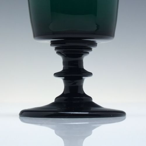 RARE BUCKET BOWL GEORGIAN GREEN WINE GLASS C1820 - ADDITIONAL PHOTO 3