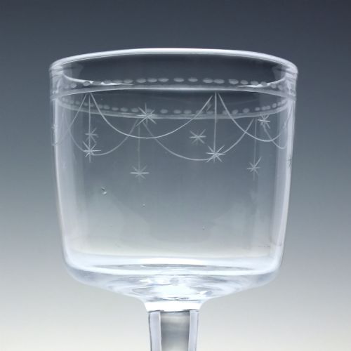 PAIR ANGLO IRISH 18TH CENTURY ENGRAVED WINE GLASSES C1780 - ADDITIONAL PHOTO 2