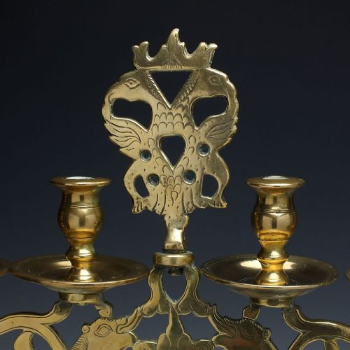 RARE 18TH CENTURY JUDAICA SHABBATSABBATH BRASS CANDELABRA C1750 - ADDITIONAL PHOTO 2