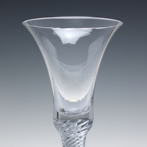 PAIR LARGE 18TH CENTURY GEORGIAN MULTI SPIRAL AIR TWIST WINE GLASS GOBLETS C1750 - ADDITIONAL PHOTO 3