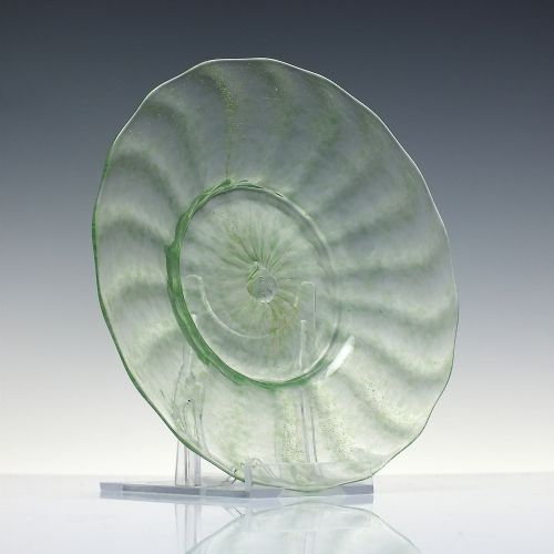 SIX ITALIAN MURANO SALVIATI GREEN GLASS SAUCERS OR ICE PLATES C1900 - ADDITIONAL PHOTO 2