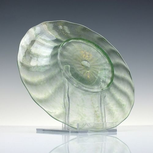 SIX ITALIAN MURANO SALVIATI GREEN GLASS SAUCERS OR ICE PLATES C1900 - ADDITIONAL PHOTO 3