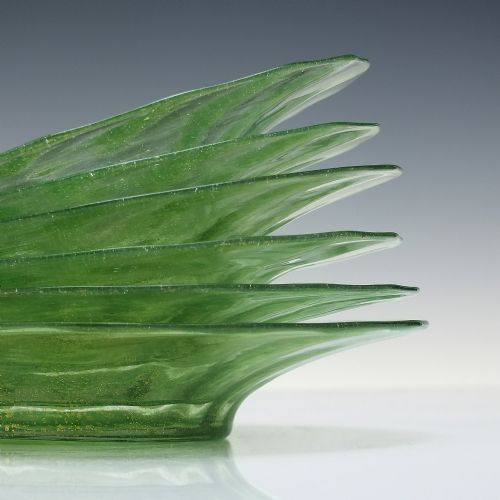 SIX ITALIAN MURANO SALVIATI GREEN GLASS SAUCERS OR ICE PLATES C1900 - ADDITIONAL PHOTO 5