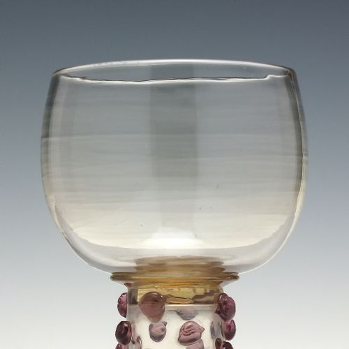 RARE 19TH CENTURY AMETHYST WINE ROEMER GLASS WITH AMBER BOWL C1830 - ADDITIONAL PHOTO 2