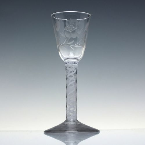 18TH CENTURY GEORGIAN JACOBITE SYMPATHY OPAQUE TWIST WINE GLASS C1760 - ADDITIONAL PHOTO 2