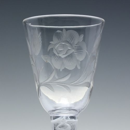 18TH CENTURY GEORGIAN JACOBITE SYMPATHY OPAQUE TWIST WINE GLASS C1760 - ADDITIONAL PHOTO 3