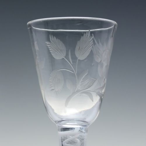 18TH CENTURY GEORGIAN JACOBITE SYMPATHY OPAQUE TWIST WINE GLASS C1760 - ADDITIONAL PHOTO 4