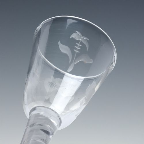 18TH CENTURY GEORGIAN JACOBITE SYMPATHY OPAQUE TWIST WINE GLASS C1760 - ADDITIONAL PHOTO 5