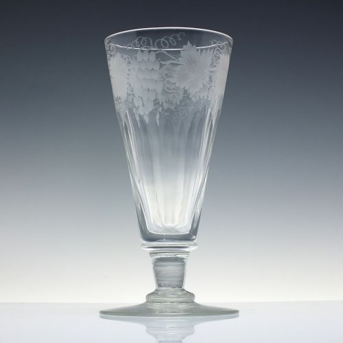 PAIR LARGE EDWARDIAN ENGRAVED ALE GLASSES C1910 - ADDITIONAL PHOTO 2