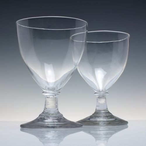 PAIR GEORGIAN OVOID BOWL GLASS RUMMERS C1800