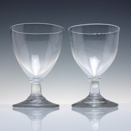 PAIR GEORGIAN OVOID BOWL GLASS RUMMERS C1800 - ADDITIONAL PHOTO 1