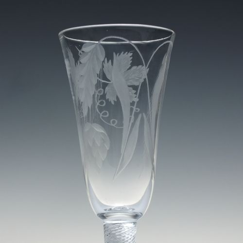 18TH CENTURY ENGRAVED AIR TWIST ALE GLASS C1750 - ADDITIONAL PHOTO 4