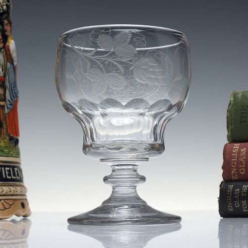 GEORGIAN ENGRAVED HOP AND BARLEY ALE GLASS RUMMER C1820 - ADDITIONAL PHOTO 1