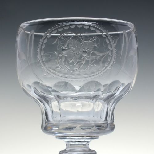 GEORGIAN ENGRAVED HOP AND BARLEY ALE GLASS RUMMER C1820 - ADDITIONAL PHOTO 3