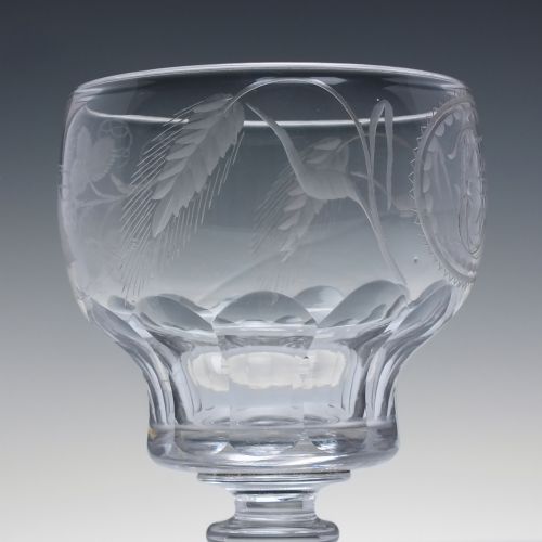 GEORGIAN ENGRAVED HOP AND BARLEY ALE GLASS RUMMER C1820 - ADDITIONAL PHOTO 4