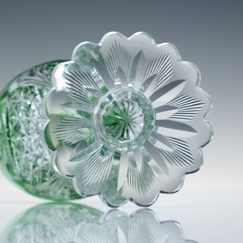 PAIR RARE SAINTLOUIS CUT CRYSTAL GREEN GLASS WINES C1900 - ADDITIONAL PHOTO 6