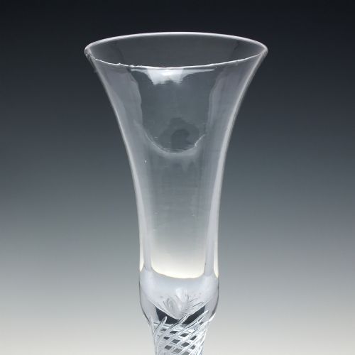 TALL MULTI SPIRAL AIR TWIST ALE GLASS WITH FOLDED FOOT C1745 8 INCHES TALL - ADDITIONAL PHOTO 1